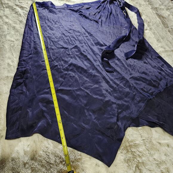 NWT Anthropologie Navy Blue Viscose Asymmetrical Wrap Tie Waist Midi Skirt - XL - Picture 6 of 12